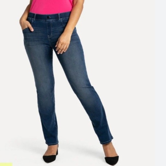 Betabrand 7 pocket Yoga Denim Straight Leg Pull On Jeans Size M - Picture 1 of 13